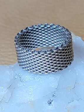 Mesh Silver Band Ring